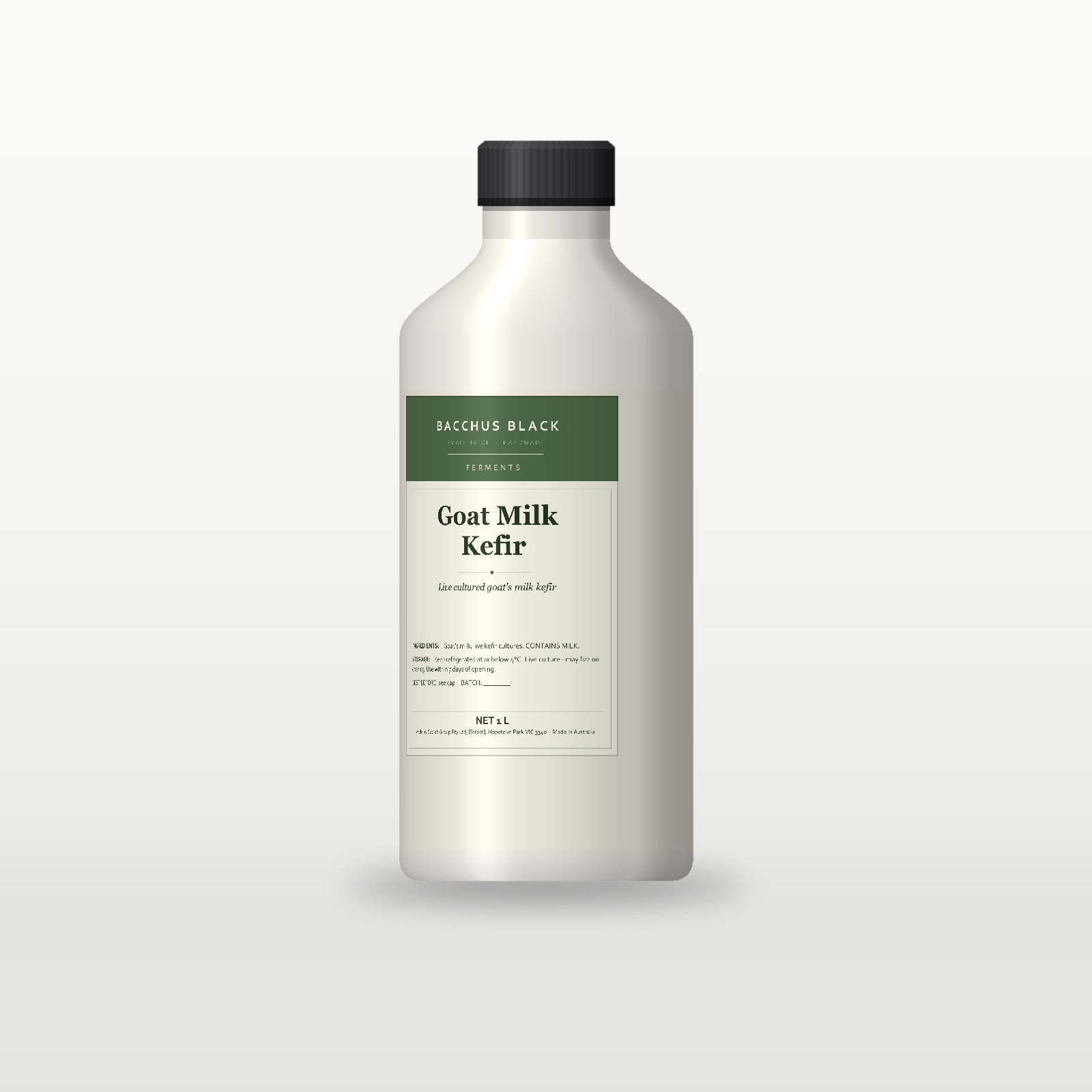 Milk Kefir bottle, angled